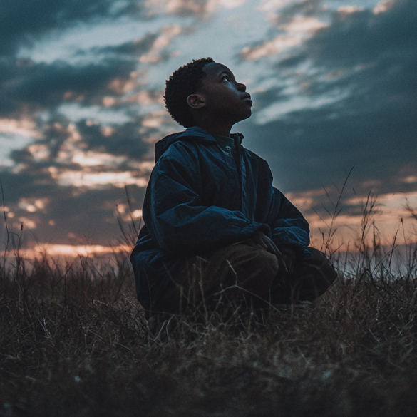 u2552479542 a photograph of a kid sitting in a field looking 455c9915 94ba 48b6 97a1 f15780f8cf5d 1